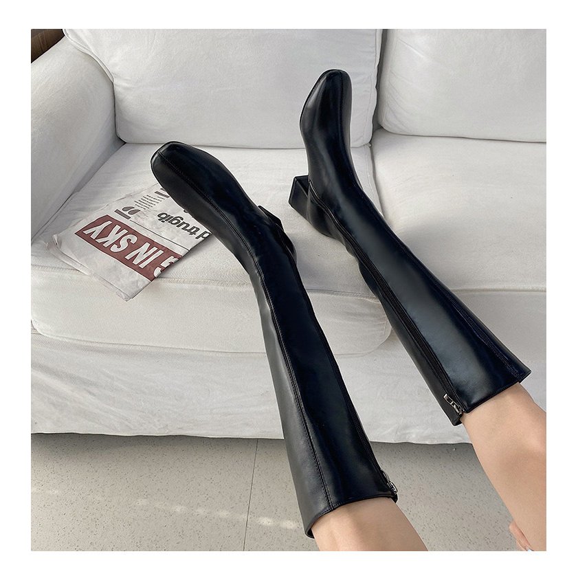 ブーツ レディース 秋冬 ジョッキーブーツ 厚底靴レザーシューズ ロングブーツ 黒