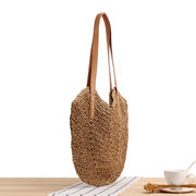 ins新型透かし編みバッグファッションワンショルダー草編みバッグ紙ひもカジュアル女性バッグビーチバッグ