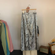 大人カジュアルを楽しむ INSスタイル スプリット ロングスカート 伸縮性のあるウエスト