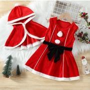 クリスマス   子供服  ベビー   マント  + ワンピース    女の子  長袖  ファッション  2点セット
