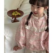 秋新作 韓国風子供服  キッズ   トップス  花柄   シャツ  女の子  ファッション  2色