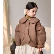 冬新作   韓国風子供服     トップス   コート  綿入れの着物  暖かい服    ブラウン  長袖