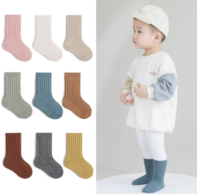 韓国風   子供服  赤ちゃん  子供用靴下　ベビー靴下   ソックス  靴下　無地  5色