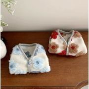 秋冬  ペット服  ネコ雑貨   カーディガン 裹起毛 犬服  花柄 ペット用品 保温 超可愛い 2色