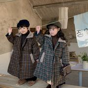 冬新作 韓国風子供服  トップス  ダッフルコート    男女兼用  コート  チェック柄  2色