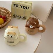 韓国風   インテリア  コップ    カップ  磁器  焼き物  猫  ブタ  クマ  可愛い  撮影道具  3色
