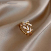 韓国の新しいスタイル オープンリーフリング シンプルな風リング