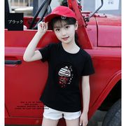 子供服 Tシャツ キッズ 女の子 韓国子供服  綿 半袖 丸い襟 刺繍 プリント トップス