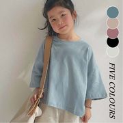 【2023夏】親子服 無地 7分丈 Tシャツ 韓国風子供服 ベビー服可愛い　シンプル　