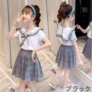 韓国子供服 お洒落 セットアップ 女の子 夏服 半袖 シャツ + スカート 2点セット キッズ ガールズ