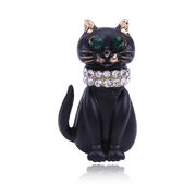 猫のブローチ 合金ダイヤモンド黒猫 コサージュ 衣類アクセサリーファッション 猫の雑貨動物のブローチ