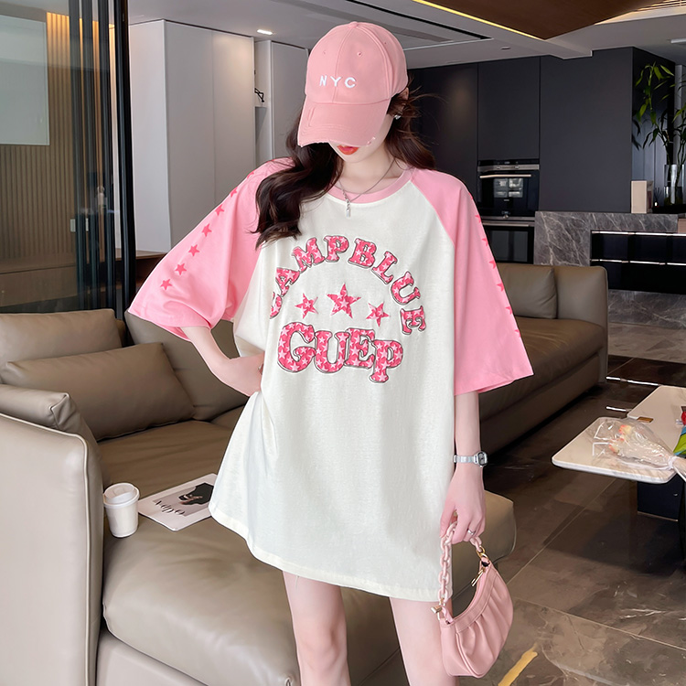 【予約220211】大きいサイズ春夏新作 韓国 レディース ファッション  Tシャツ ワンピースLL-4L全2色