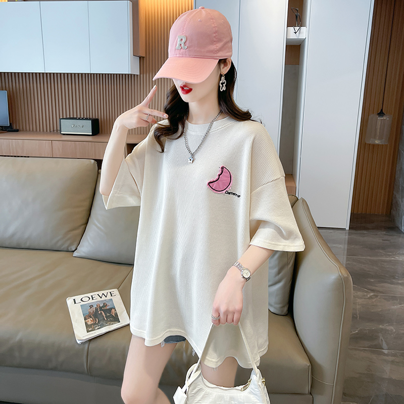 【予約220032】大きいサイズ春夏新作 韓国 レディース ファッション  Tシャツ ワンピースLL-4Lプリント