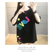 【予約220289】大きいサイズ春夏新作 韓国 レディース ファッション  Tシャツ ワンピースLL-4L刺繍