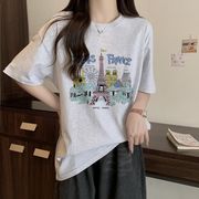 【予約220561】大きいサイズ春夏 韓国 カレッジ風 カジュアル Tシャツ ブラウス LL-4L
