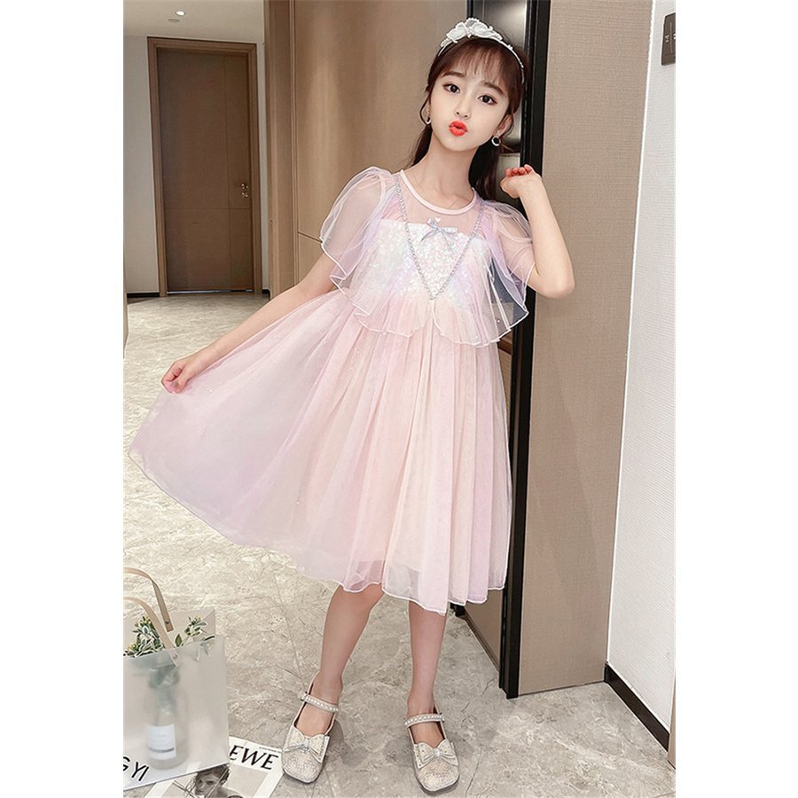 子供服 ワンピース ピンク 160 韓国子ども服 キッズ 女の子 夏服 チュール 子供ドレス 結婚式