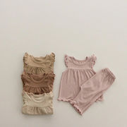 夏新作 韓国子供服  INS 半袖+ズボン ホームウェア  パジャマセット 4色