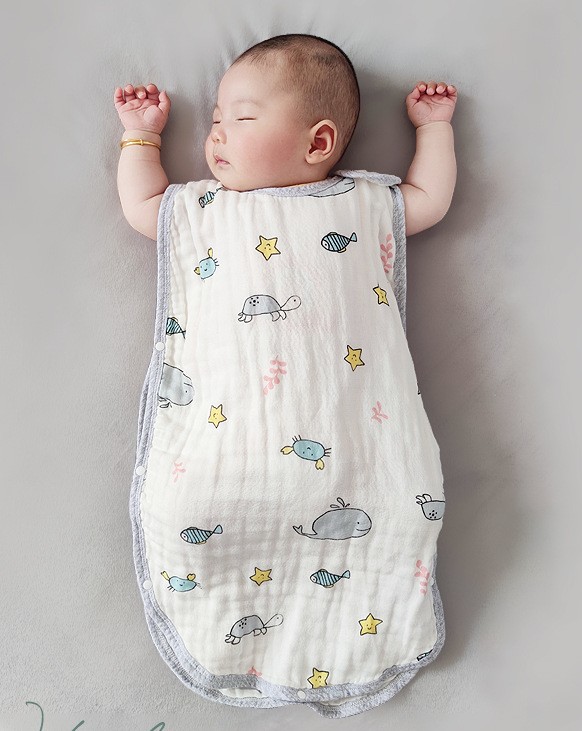 寝袋 ベビー 新生児 夏 マット 6重ガーゼ 綿 おむつ替え用 柔らか 暑さ対策 お昼寝 寝冷え防止 通気性 6色