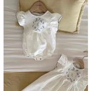 2023 夏新作 赤ん坊 薄い 綿 に刺繍 半袖 連体服  男女兼用 ロンパース 子供服 2色