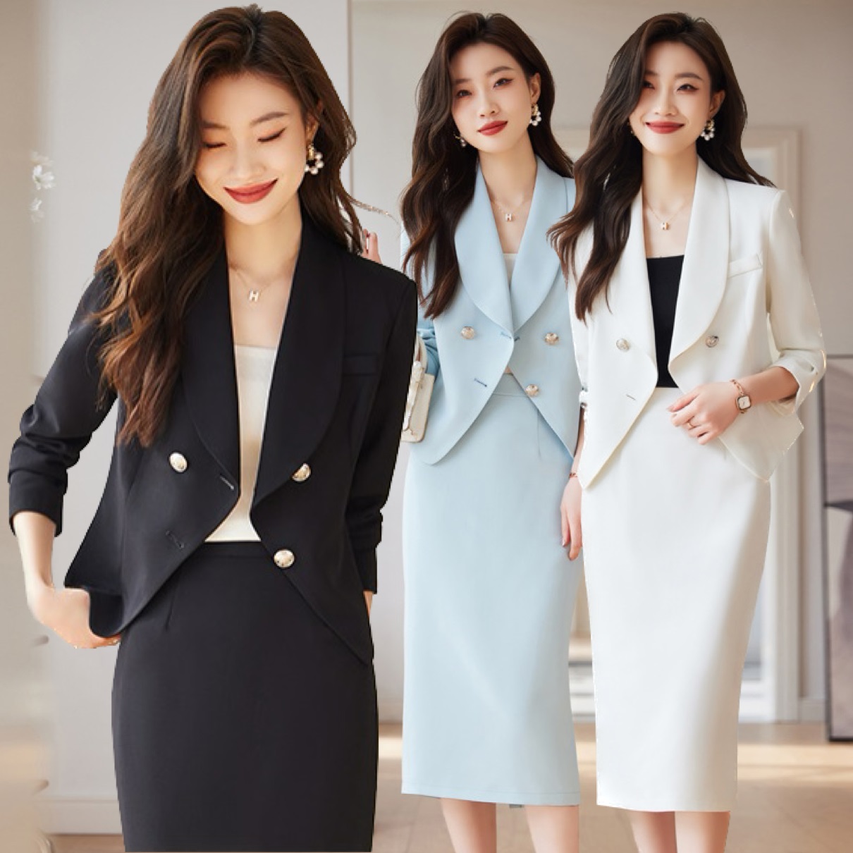 ★S～4L★ OL 通勤 オフェス パーティー 司会  きれいめ ジャケット　スカート　２set