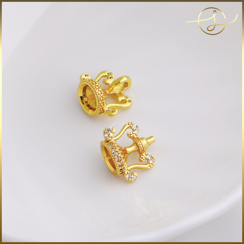 かんむりビーズキャップ 王冠 ヒートンキャップ 14Kメッキ デコパーツ  