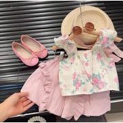 【NEW】2023夏新作   韓国風子供服     チョッキ+半 ズボン    セットアップ     可愛い  90-140cm