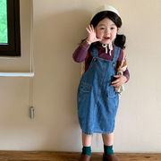 ★Girls★　子供オーバーオールスカート　デニム　カジュアルパンツ　韓国キッズファッション