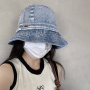 デニムバケットハット　ビンテージ　小顔帽　日焼け止め　韓国デイリーファッション