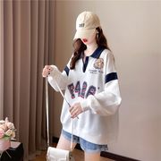 【予約220868】大きいサイズ秋冬 韓国 カレッジ風 カジュアル  Tシャツ パーカー LL-4L
