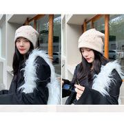 レディース帽子　秋冬　英文字　暖かい