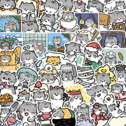 60枚 かわいい猫のステッカー シール 手帳ステッカー  装飾用  防水 手帳素材