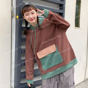 韓国ファッション秋冬パーカーレディース裏毛付きパーカールーズ長袖Tシャツ