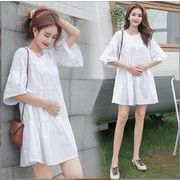 韓国風　　夏新しい　妊婦プラスサイズのルーズドレス，　ファッションドレス★M-2X