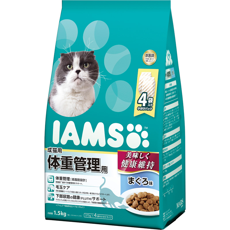 ［マースジャパン］アイムス 成猫用 体重管理用 まぐろ味 1.5kg(375g×4)