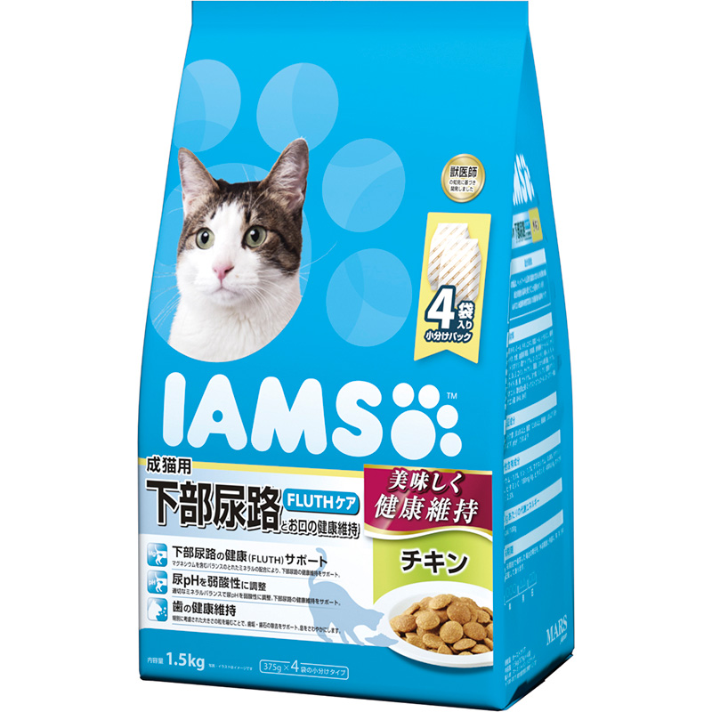 ［マースジャパン］アイムス 成猫用 下部尿路とお口の健康維持 チキン 1.5kg(375g×4)