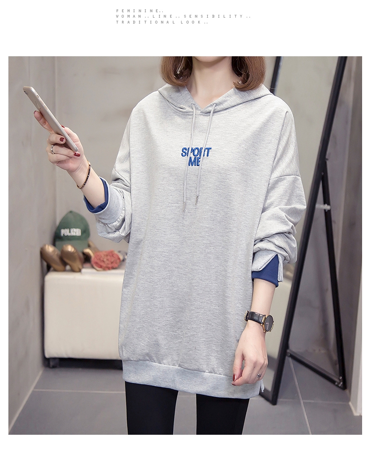 【予約221217】大きいサイズ秋冬 韓国 カレッジ風   フード付きパーカー Tシャツ LL-4L刺繍