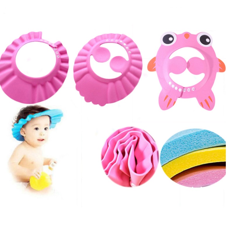 赤ちゃんの髪の帽子、耳、髪、シャンプーの帽子、入浴は調整できます