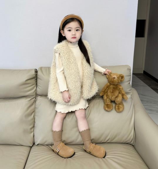 2023秋冬新品☆子供服 ファーベスト＆ワンピース 分けて販売 90-140cm