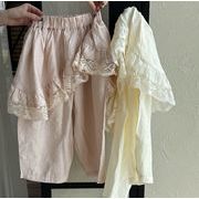 2025 夏新作 韓国風  子供服   ベビー服    ボトムス  スラックス  レース  ロングパンツ  ズボン  2色