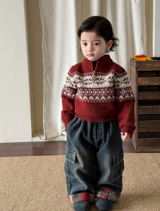 2025 冬新作 韓国風  子供服   ベビー服  トップス   ニット カーディガン or デニム  ズボン