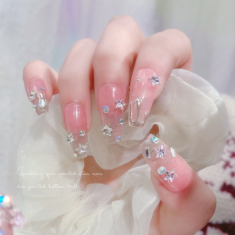 ネイルパーツ希望 星 Vカット スター ジェルネイル 水晶 ネイルパーツ 白 ピンク