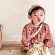 韓国風子供服 ベビー服 キッズ    女の子  長袖   シャツ  ブラウス  チェック柄  2色