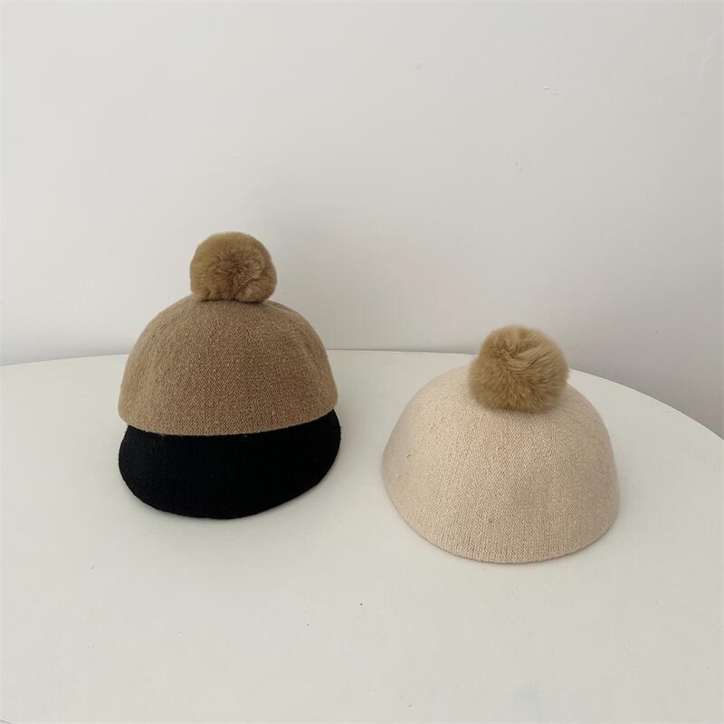 子供用帽子・ニット帽子・かわいい ・毛糸・無地・韓国風・ 3色