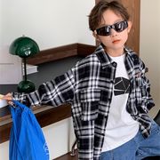 ★Boys★　子供シャツ　オーバーサイズ　シャツカーディガン　チェック　男女兼用　韓国キッズファッション