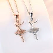 s925 純銀製 バレエネックレス   バレエ少女  ファッション バレエアクセサリー