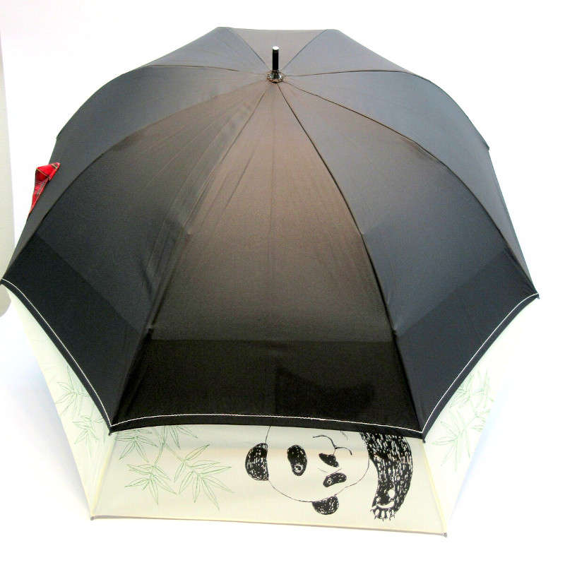 【雨傘】【長傘】後ろが伸びてリュックが濡れにくいバックスライド傘・パンダ柄