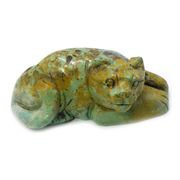 ≪特価品/即納≫天然石 動物の彫刻石 ネコ猫cat/ターコイズ/トルコ石