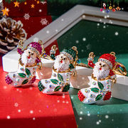全3色 クリスマスプレゼントダイヤモンドサンタクロースキーホルダーペンダントギフトバッグペンダント