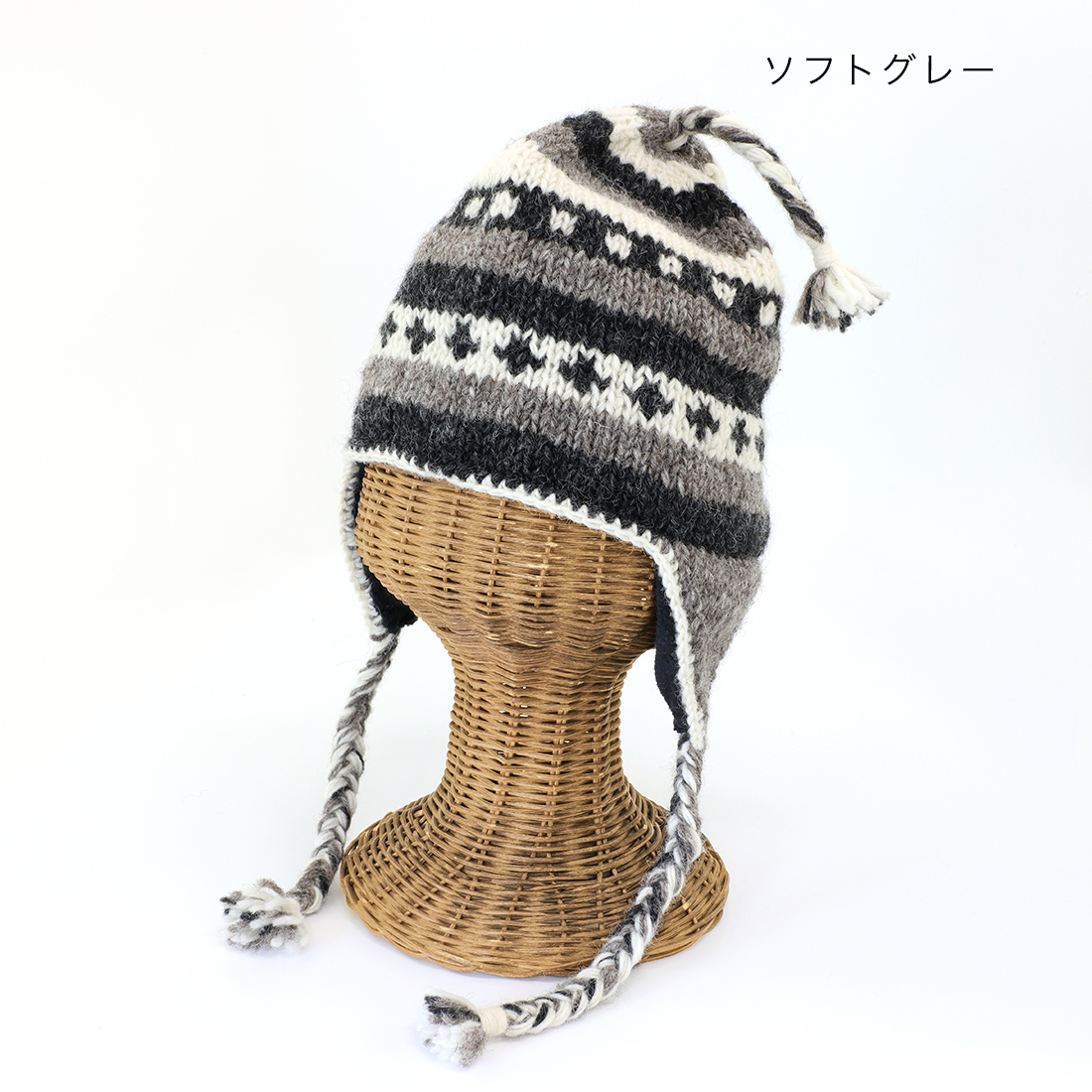 人気ブランド ハンドメイド手編みニット帽子薄いグレー系1228 ryokan