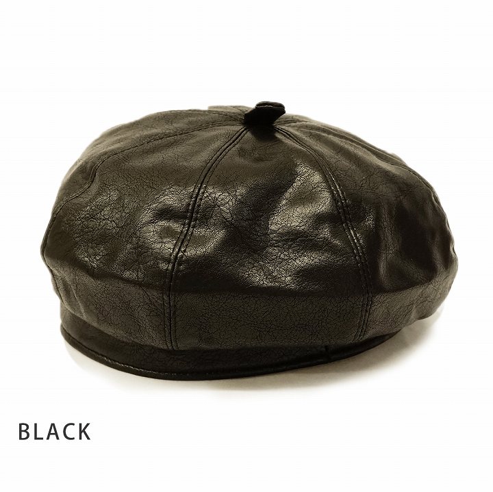 ハンチング帽 帽子 黒 レザー キャップ ハット メンズ D6-f 公式 - 帽子